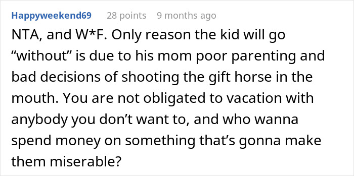 Guy Refuses To Keep Funding Single Mom’s Vacation After Realizing What Her Kid Is Like Guy Refuses To Keep Funding Single Mom’s Vacation After Realizing What Her Kid Is Like