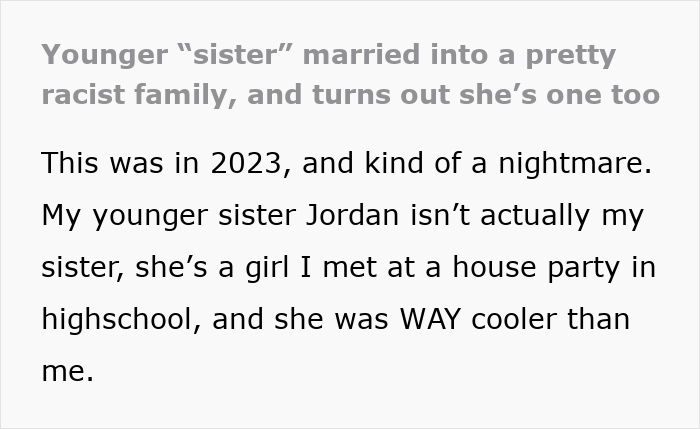 Woman Finds Out Her Sister Is Marrying Into A Racist Family, Shocked To See Her Defend Them Woman Finds Out Her Sister Is Marrying Into A Racist Family, Shocked To See Her Defend Them