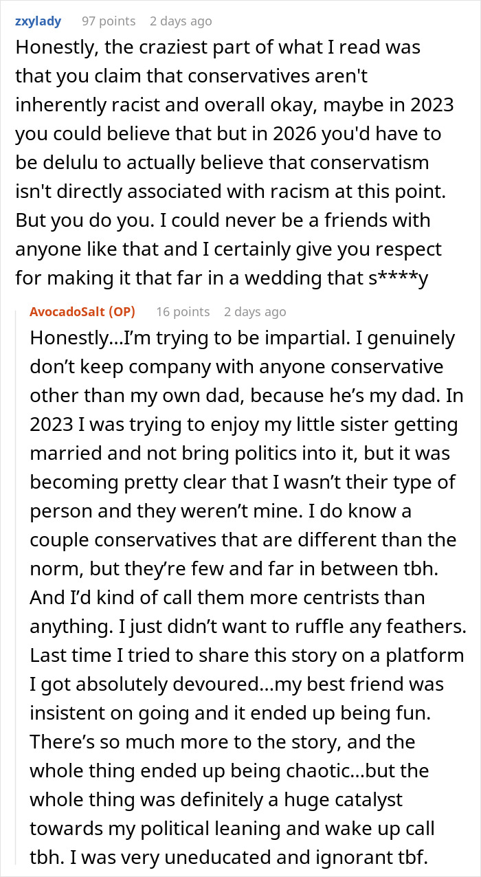 Woman Finds Out Her Sister Is Marrying Into A Racist Family, Shocked To See Her Defend Them Woman Finds Out Her Sister Is Marrying Into A Racist Family, Shocked To See Her Defend Them