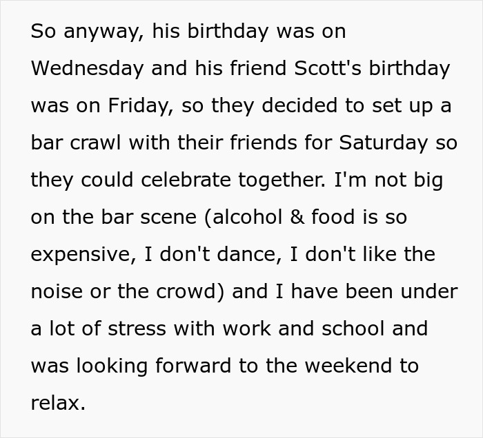 Man Begs Introverted GF Go To A Bar Crawl With Him And His Friends For His Birthday, It Doesn’t Go Well Man Begs Introverted GF Go To A Bar Crawl With Him And His Friends For His Birthday, It Doesn’t Go Well