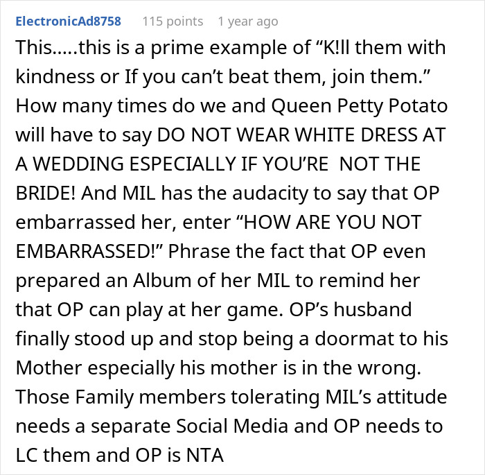 MIL Shows Up To Son’s Wedding In White, Bride Starts Giving Her Exactly What She Wants