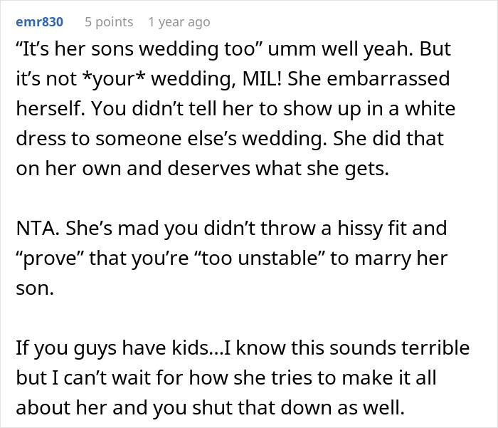 MIL Shows Up To Son’s Wedding In White, Bride Starts Giving Her Exactly What She Wants