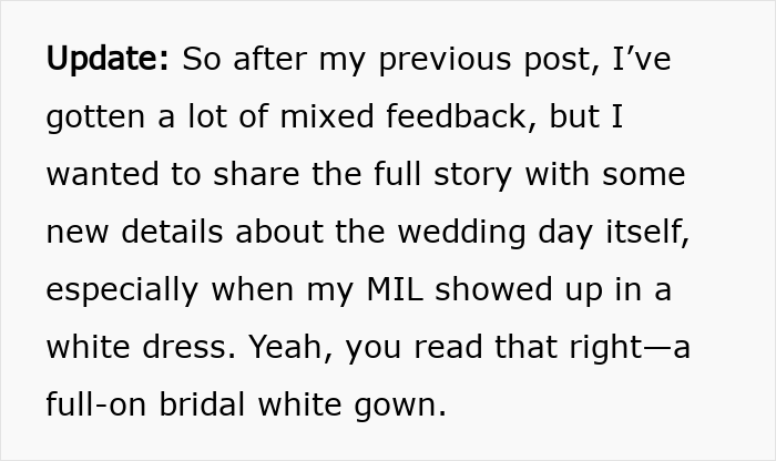 MIL Shows Up To Son’s Wedding In White, Bride Starts Giving Her Exactly What She Wants