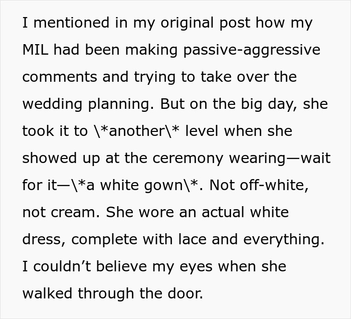 MIL Shows Up To Son’s Wedding In White, Bride Starts Giving Her Exactly What She Wants