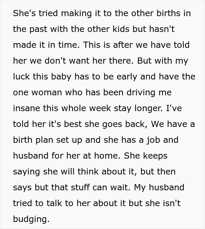Pregnant Woman Starts Having Contractions, MIL Suddenly Refuses To Leave Pregnant Woman Starts Having Contractions, MIL Suddenly Refuses To Leave