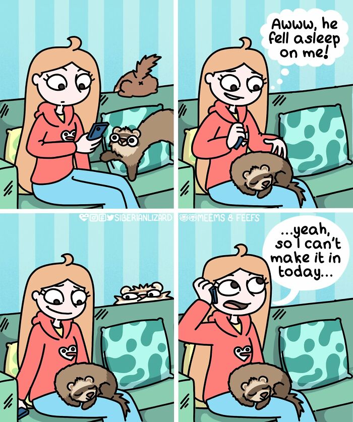 Siberian Girl Illustrates Her Daily Life With Two Ferrets And Other Funny Situations (57 New Pics)