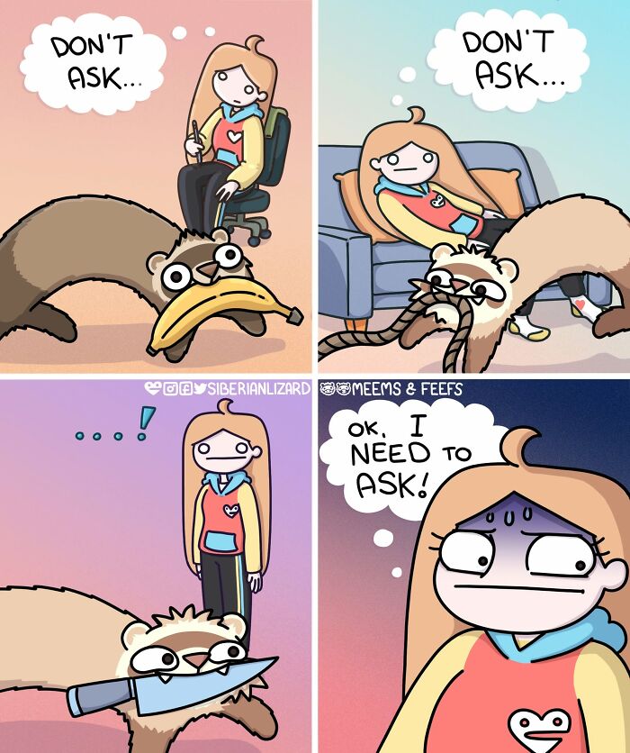 Siberian Girl Illustrates Her Daily Life With Two Ferrets And Other Funny Situations (57 New Pics)