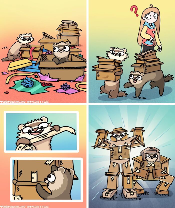 Siberian Girl Illustrates Her Daily Life With Two Ferrets And Other Funny Situations (57 New Pics)