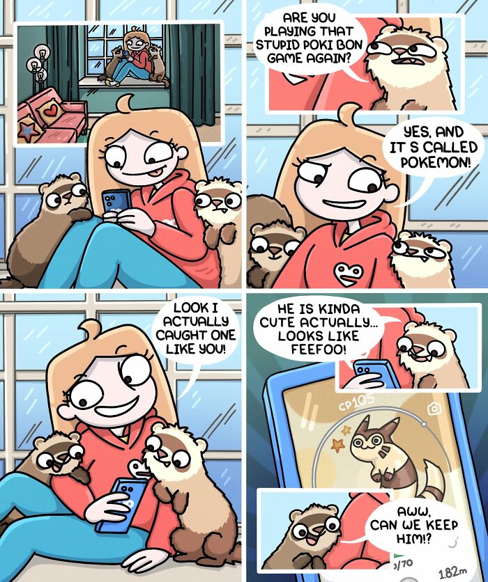 Siberian Girl Illustrates Her Daily Life With Two Ferrets And Other Funny Situations (57 New Pics)