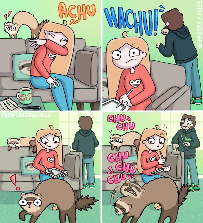 Siberian Girl Illustrates Her Daily Life With Two Ferrets And Other Funny Situations (57 New Pics)
