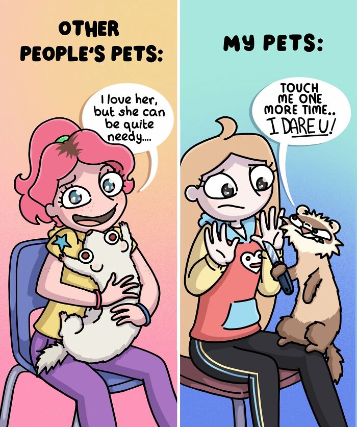 Siberian Girl Illustrates Her Daily Life With Two Ferrets And Other Funny Situations (57 New Pics)