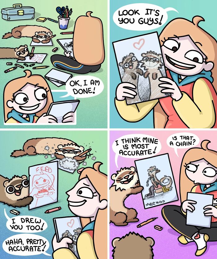 Siberian Girl Illustrates Her Daily Life With Two Ferrets And Other Funny Situations (57 New Pics)