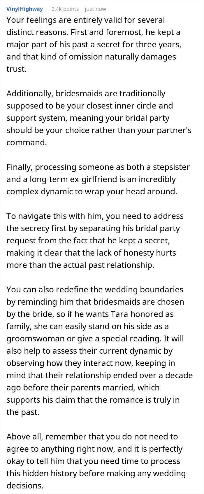 Woman Shocked After BF Reveals That His Stepsis Was His Ex And That He Wants Her As Bridesmaid Woman Shocked After BF Reveals That His Stepsis Was His Ex And That He Wants Her As Bridesmaid