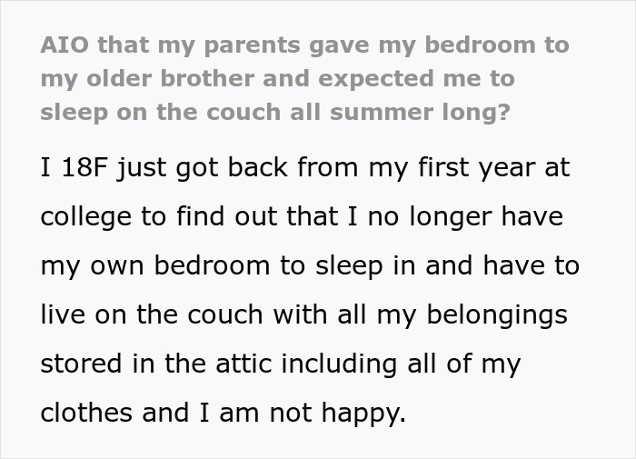 18YO Fumes As Loving Parents Suddenly Turn Hostile And Expect Her To Give Her Room To Jobless Bro