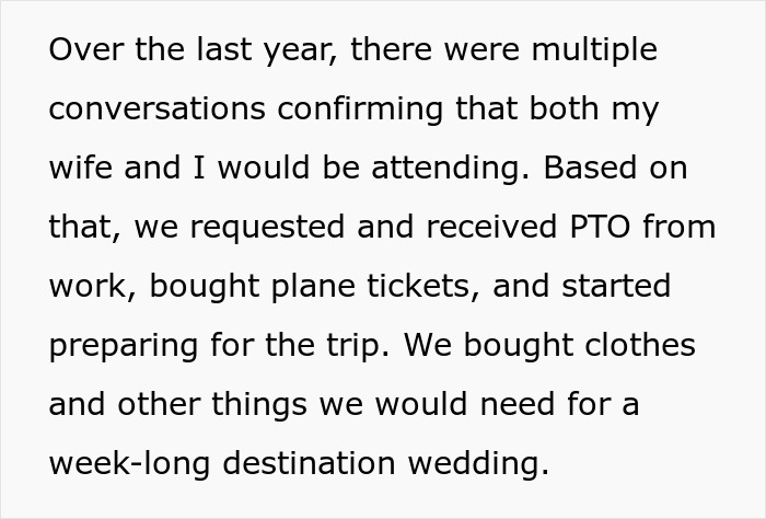 Couple Arranges PTO And Travel For Destination Wedding, Then Groom Says There’s No Room For Wife Couple Arranges PTO And Travel For Destination Wedding, Then Groom Says There’s No Room For Wife