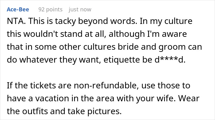 Couple Arranges PTO And Travel For Destination Wedding, Then Groom Says There’s No Room For Wife Couple Arranges PTO And Travel For Destination Wedding, Then Groom Says There’s No Room For Wife