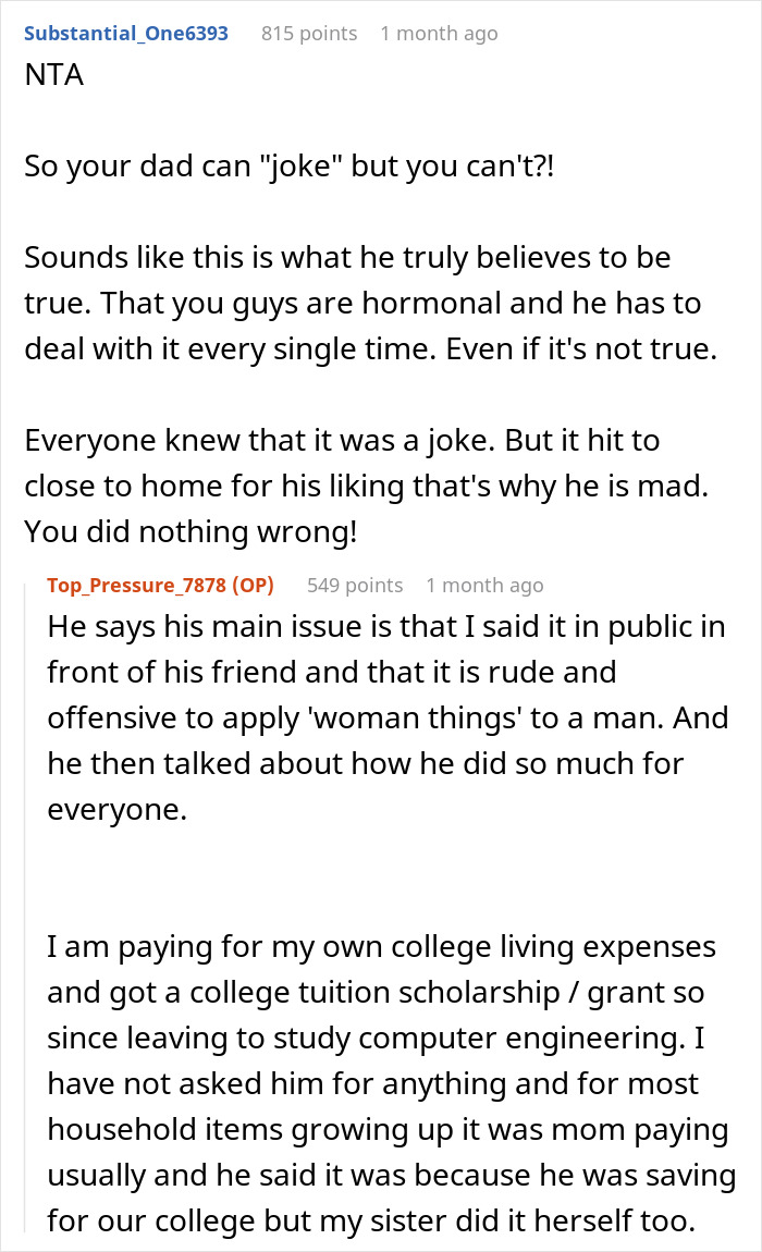 Teen Calls Out Dad&rsquo;s Double Standard After He Mocks Women&rsquo;s Periods, He Says She Humiliated Him