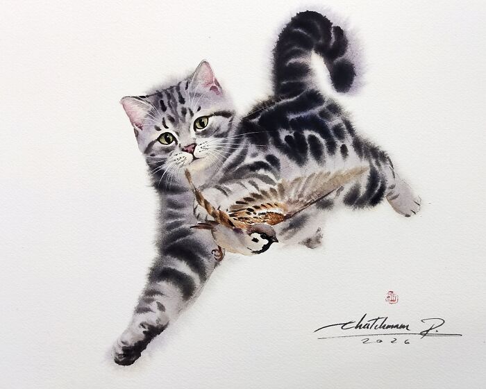 This Artist Creates Stunning Watercolor Paintings Of Cats, And Here Are 45 Of His Best Works This Artist Creates Stunning Watercolor Paintings Of Cats, And Here Are 45 Of His Best Works