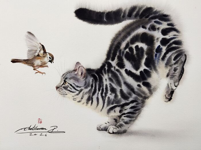 This Artist Creates Stunning Watercolor Paintings Of Cats, And Here Are 45 Of His Best Works This Artist Creates Stunning Watercolor Paintings Of Cats, And Here Are 45 Of His Best Works