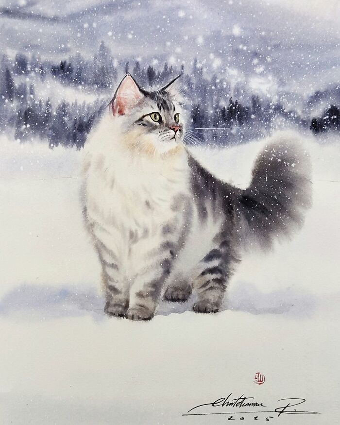 This Artist Creates Stunning Watercolor Paintings Of Cats, And Here Are 45 Of His Best Works This Artist Creates Stunning Watercolor Paintings Of Cats, And Here Are 45 Of His Best Works