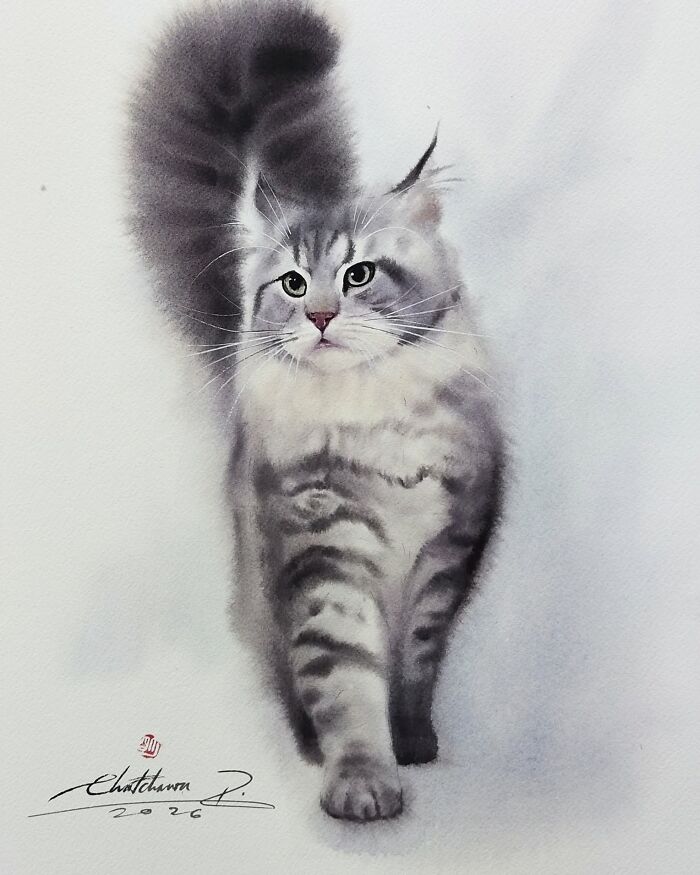 This Artist Creates Stunning Watercolor Paintings Of Cats, And Here Are 45 Of His Best Works This Artist Creates Stunning Watercolor Paintings Of Cats, And Here Are 45 Of His Best Works