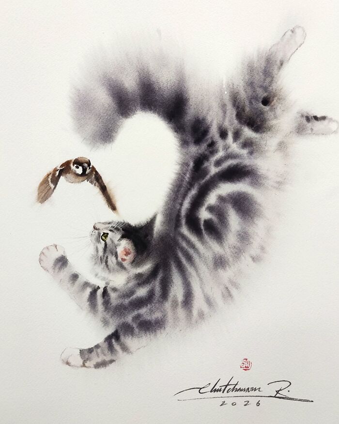 This Artist Creates Stunning Watercolor Paintings Of Cats, And Here Are 45 Of His Best Works This Artist Creates Stunning Watercolor Paintings Of Cats, And Here Are 45 Of His Best Works
