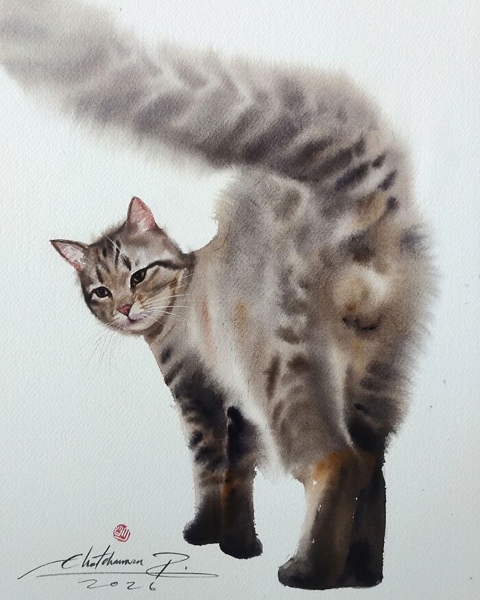 This Artist Creates Stunning Watercolor Paintings Of Cats, And Here Are 45 Of His Best Works This Artist Creates Stunning Watercolor Paintings Of Cats, And Here Are 45 Of His Best Works