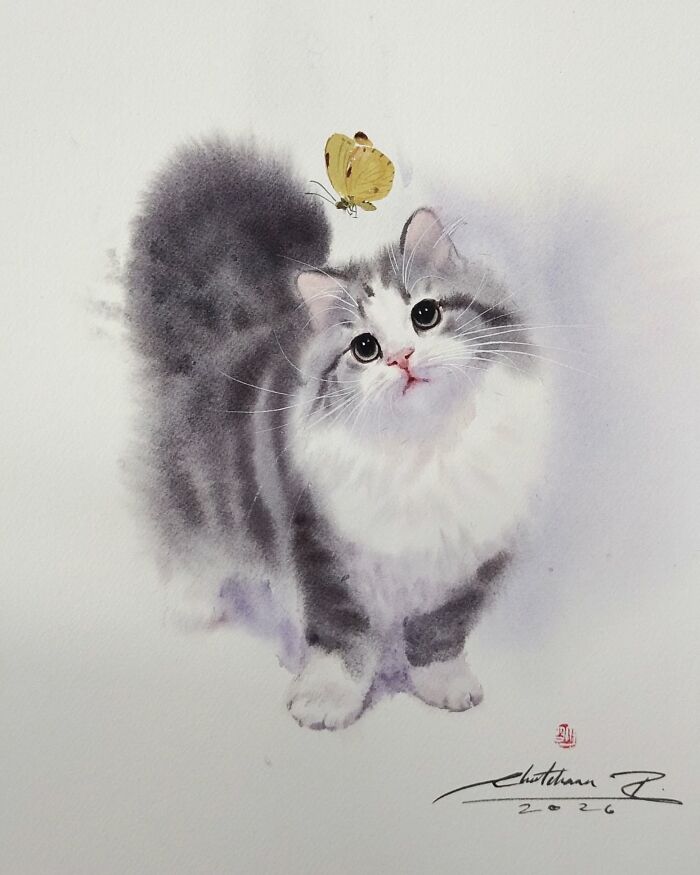 This Artist Creates Stunning Watercolor Paintings Of Cats, And Here Are 45 Of His Best Works This Artist Creates Stunning Watercolor Paintings Of Cats, And Here Are 45 Of His Best Works