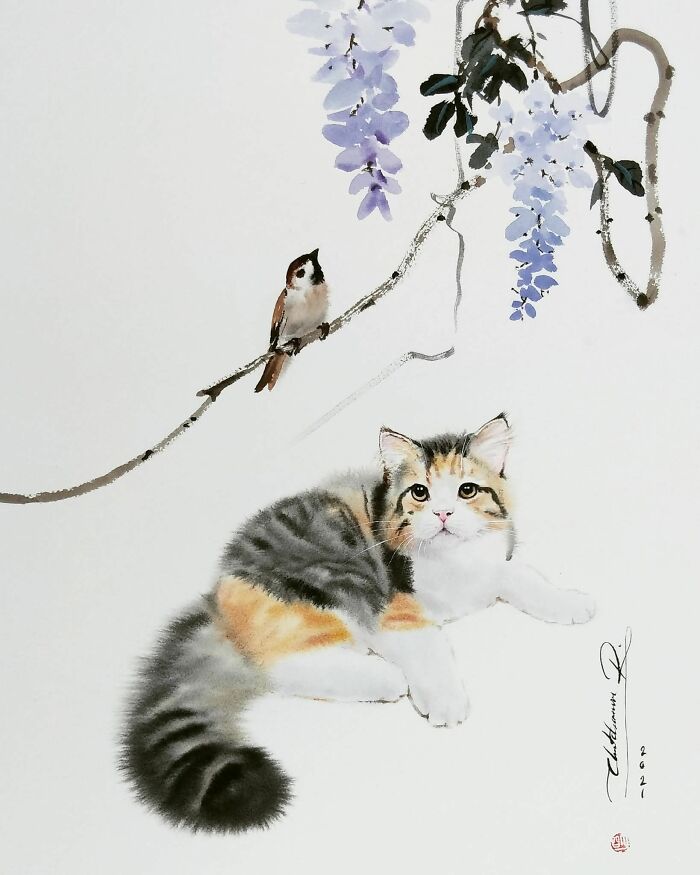 This Artist Creates Stunning Watercolor Paintings Of Cats, And Here Are 45 Of His Best Works This Artist Creates Stunning Watercolor Paintings Of Cats, And Here Are 45 Of His Best Works