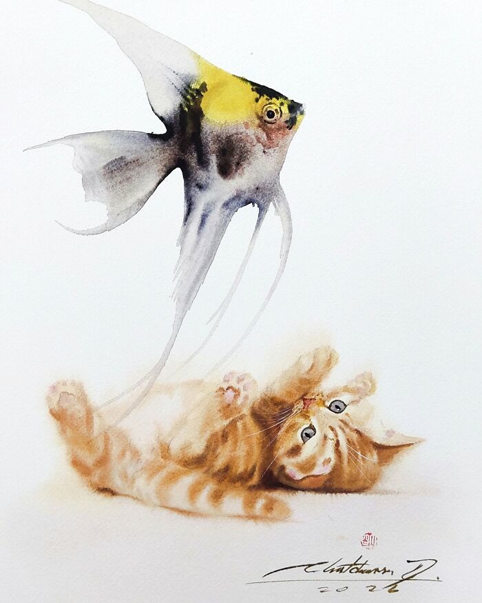 This Artist Creates Stunning Watercolor Paintings Of Cats, And Here Are 45 Of His Best Works This Artist Creates Stunning Watercolor Paintings Of Cats, And Here Are 45 Of His Best Works