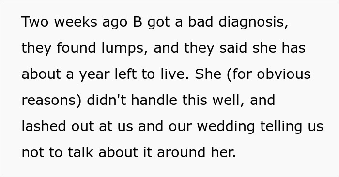 Couple Gets Annoyed That SIL With Cancer Is Taking Away From Their Wedding, It’s Way Worse Than That Couple Gets Annoyed That SIL With Cancer Is Taking Away From Their Wedding, It’s Way Worse Than That