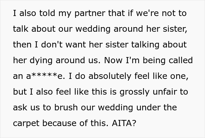 Couple Gets Annoyed That SIL With Cancer Is Taking Away From Their Wedding, It’s Way Worse Than That Couple Gets Annoyed That SIL With Cancer Is Taking Away From Their Wedding, It’s Way Worse Than That
