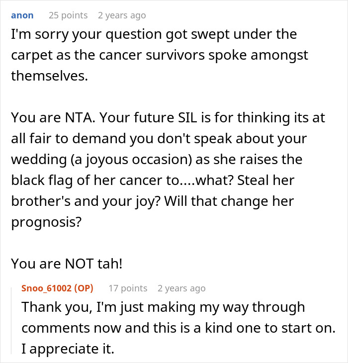 Couple Gets Annoyed That SIL With Cancer Is Taking Away From Their Wedding, It’s Way Worse Than That Couple Gets Annoyed That SIL With Cancer Is Taking Away From Their Wedding, It’s Way Worse Than That