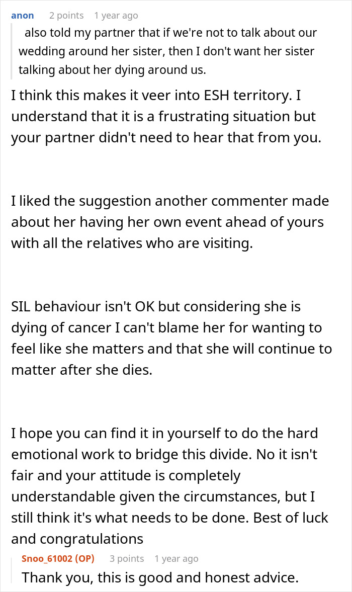 Couple Gets Annoyed That SIL With Cancer Is Taking Away From Their Wedding, It’s Way Worse Than That Couple Gets Annoyed That SIL With Cancer Is Taking Away From Their Wedding, It’s Way Worse Than That
