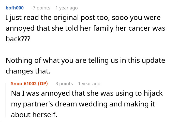 Couple Gets Annoyed That SIL With Cancer Is Taking Away From Their Wedding, It’s Way Worse Than That Couple Gets Annoyed That SIL With Cancer Is Taking Away From Their Wedding, It’s Way Worse Than That