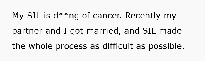 Couple Gets Annoyed That SIL With Cancer Is Taking Away From Their Wedding, It’s Way Worse Than That Couple Gets Annoyed That SIL With Cancer Is Taking Away From Their Wedding, It’s Way Worse Than That