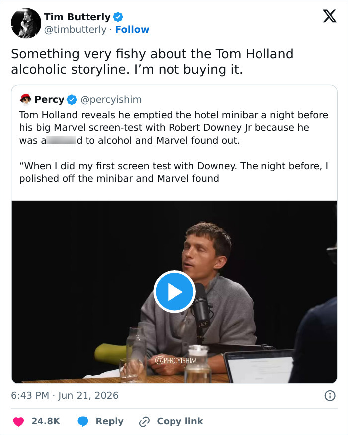 “Very Fishy”: Tom Holland’s “Alcoholic Storyline” Sparks Doubt After He Tells Robert Downey Jr. Story “Very Fishy”: Tom Holland’s “Alcoholic Storyline” Sparks Doubt After He Tells Robert Downey Jr. Story