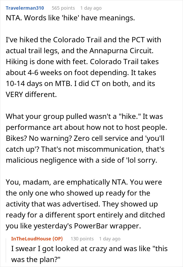 Woman Plans A Casual Hike With Friends, Ends Up Stranded On A Route Better Suited For Bikes And ATVs