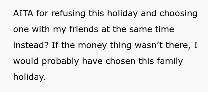 28YO Fumes As Parents Sponsor Sister’s Trip But Not Hers, Feels Her Frugal Life Is Disrespected