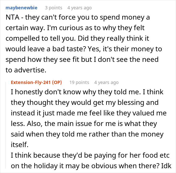 28YO Fumes As Parents Sponsor Sister’s Trip But Not Hers, Feels Her Frugal Life Is Disrespected