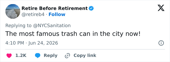 After JPMorgan Exec Emptied Stole Knicks Trashcan In Viral Video, Sanitation Department Posts Hilarious Response