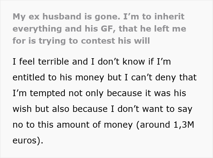 Guy&rsquo;s Final Apology Comes With &euro;1.3M Inheritance, Shocked Ex Wonders If She Owes His GF Anything