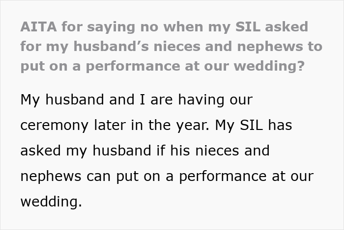 SIL Makes A Weird Demand For The Wedding: “Immediately Said No”