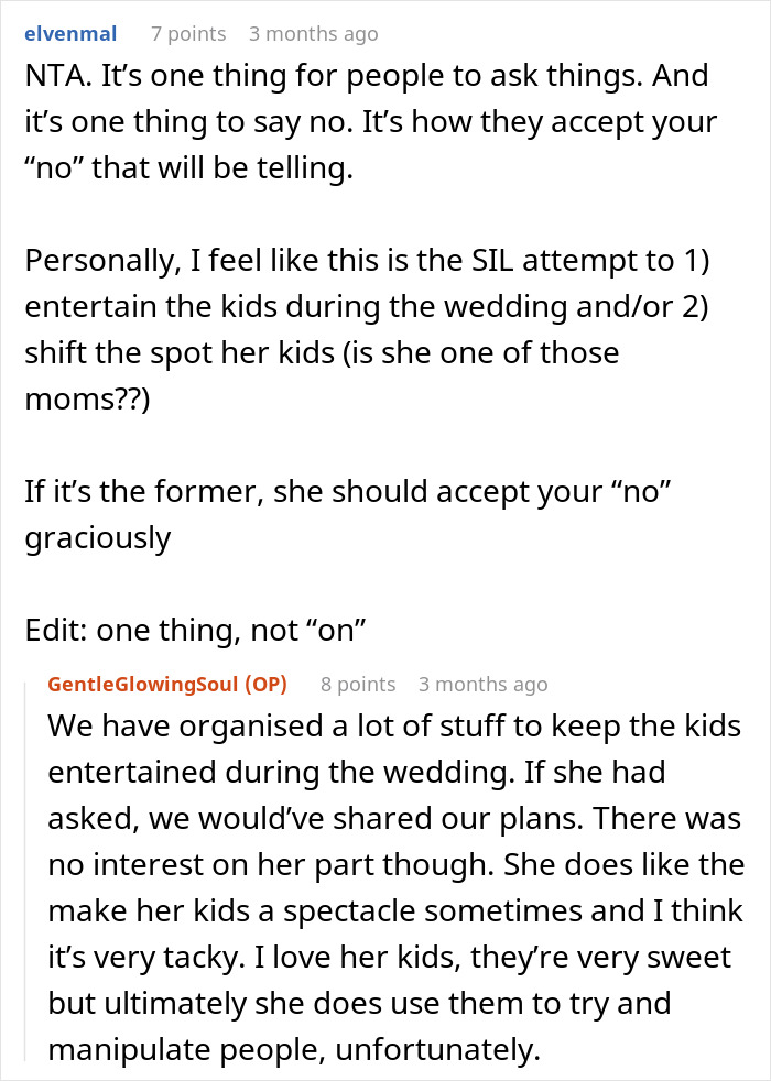 SIL Makes A Weird Demand For The Wedding: “Immediately Said No”