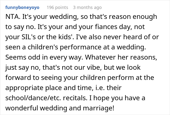 SIL Makes A Weird Demand For The Wedding: “Immediately Said No”