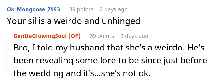 SIL Makes A Weird Demand For The Wedding: “Immediately Said No”