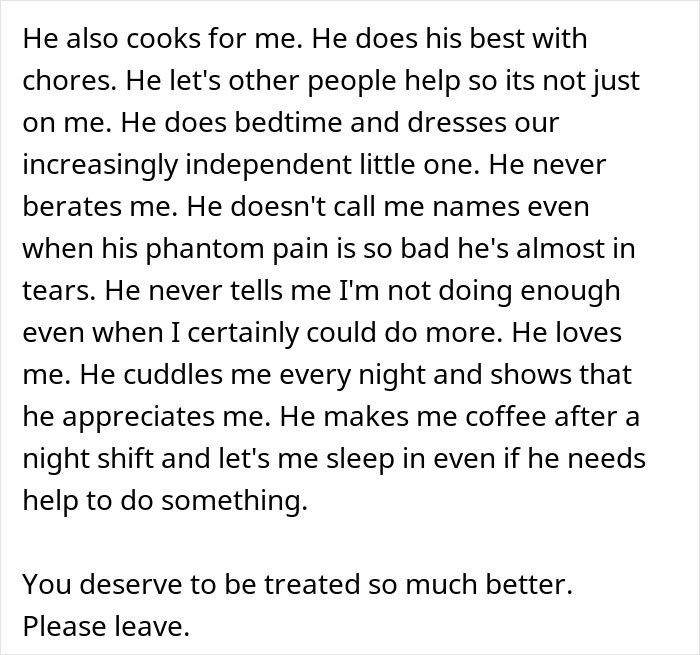 Wife Tries To Be Understanding Of Her Disabled Husband But Finally Has Enough Of Him