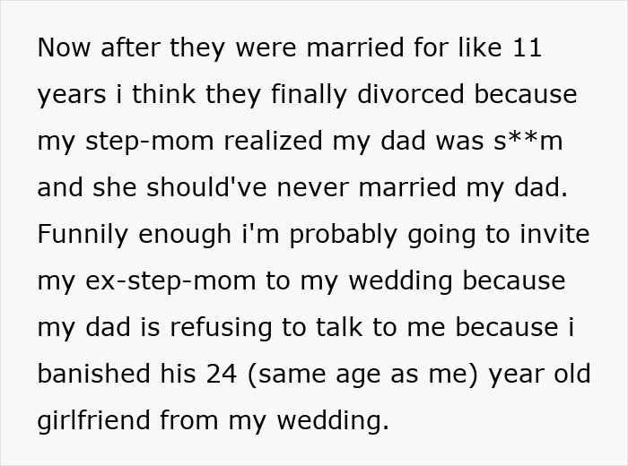 Bride Wants To Spite Dad For His Secret Wedding Years Back, Plans On Inviting Ex-Stepmom For Hers