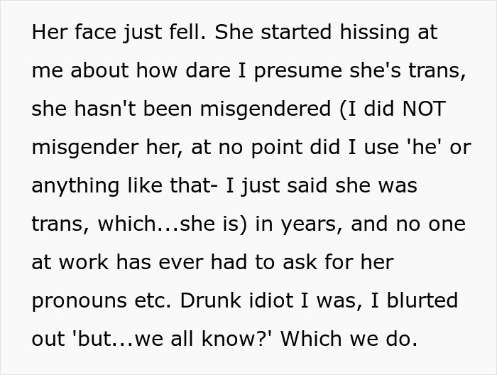 Trans Woman Mad At Coworker Who “Clocked” Her Identity, Which She Thought Was A Secret All Along