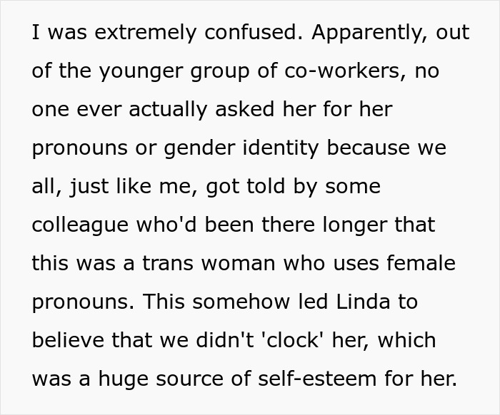 Trans Woman Mad At Coworker Who “Clocked” Her Identity, Which She Thought Was A Secret All Along